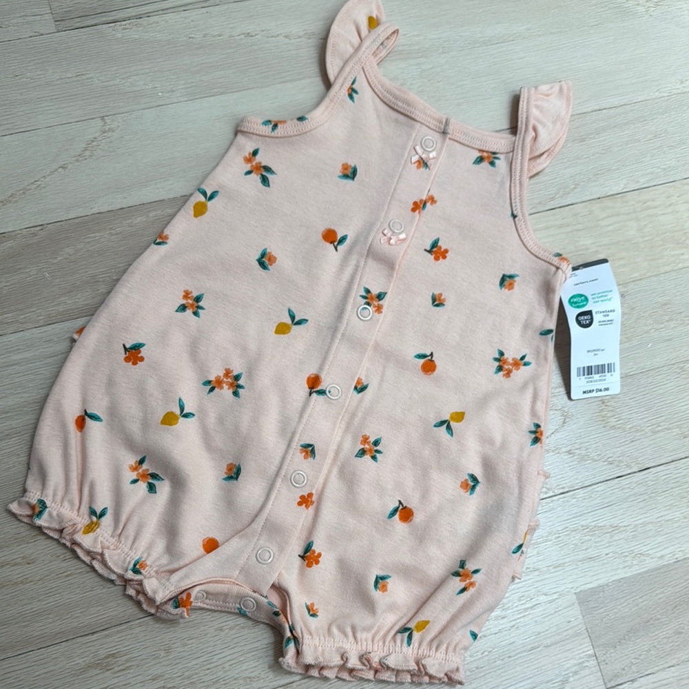 Carter's Peach Floral Baby Romper